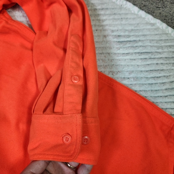 Mount'N Prairie Mens Safety Orange Fleece Button Up Long Sleeve Shirt Sz XL - Picture 6 of 10